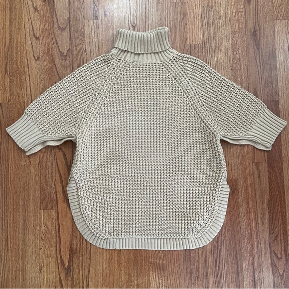 J. Crew Turtleneck cotton poncho in Sandy Beach sweater size S/M - Picture 9 of 16